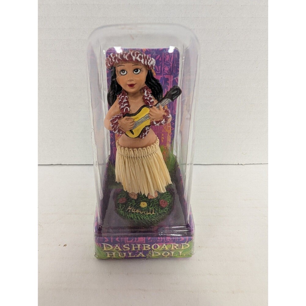 Dashboard Mini Hawaiian Hula Girl With Ukulele Wiggling Doll  4"  Maui Hawaii